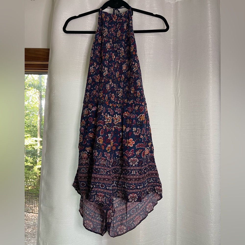 American Eagle Outfitters Navy Floral Halter Romper
